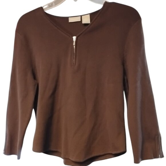 NWT Field Gear Chocolate Brown Knit Zip Sweater M - Picture 1 of 5